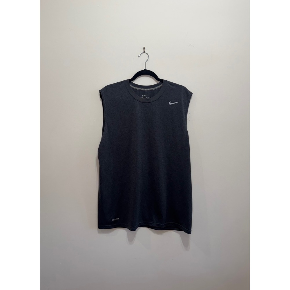 Nike Dri-FIT Mens Sleeveless Training Shirt Charcoal Gray Heather Large Gym Top